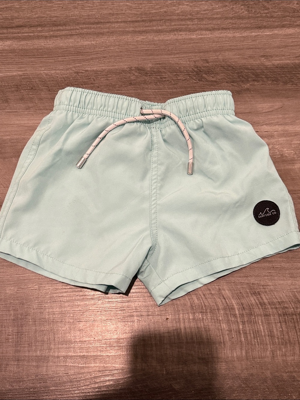 Kids Light Mint Swim Shorts with Drawstring